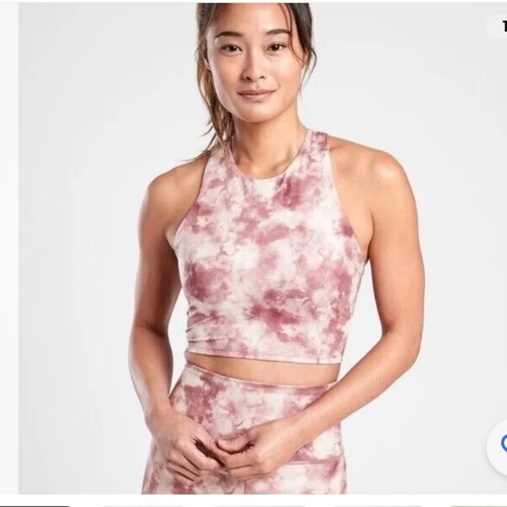 Athleta Conscious Crop Printed AC XS Sports Bra Just Dance Ballerina Gown Marble - Picture 2 of 6